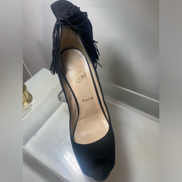 Christian Louboutin Short tina fringe suede sz 37.5 made in italy - Picture 12 of 16